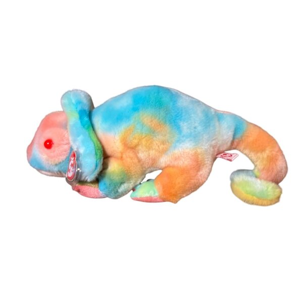 Ty Rainbow Beanie Buddy Chameleon Plush1999 Multicolor Tie-Dyed Bean Bag - Picture 1 of 15